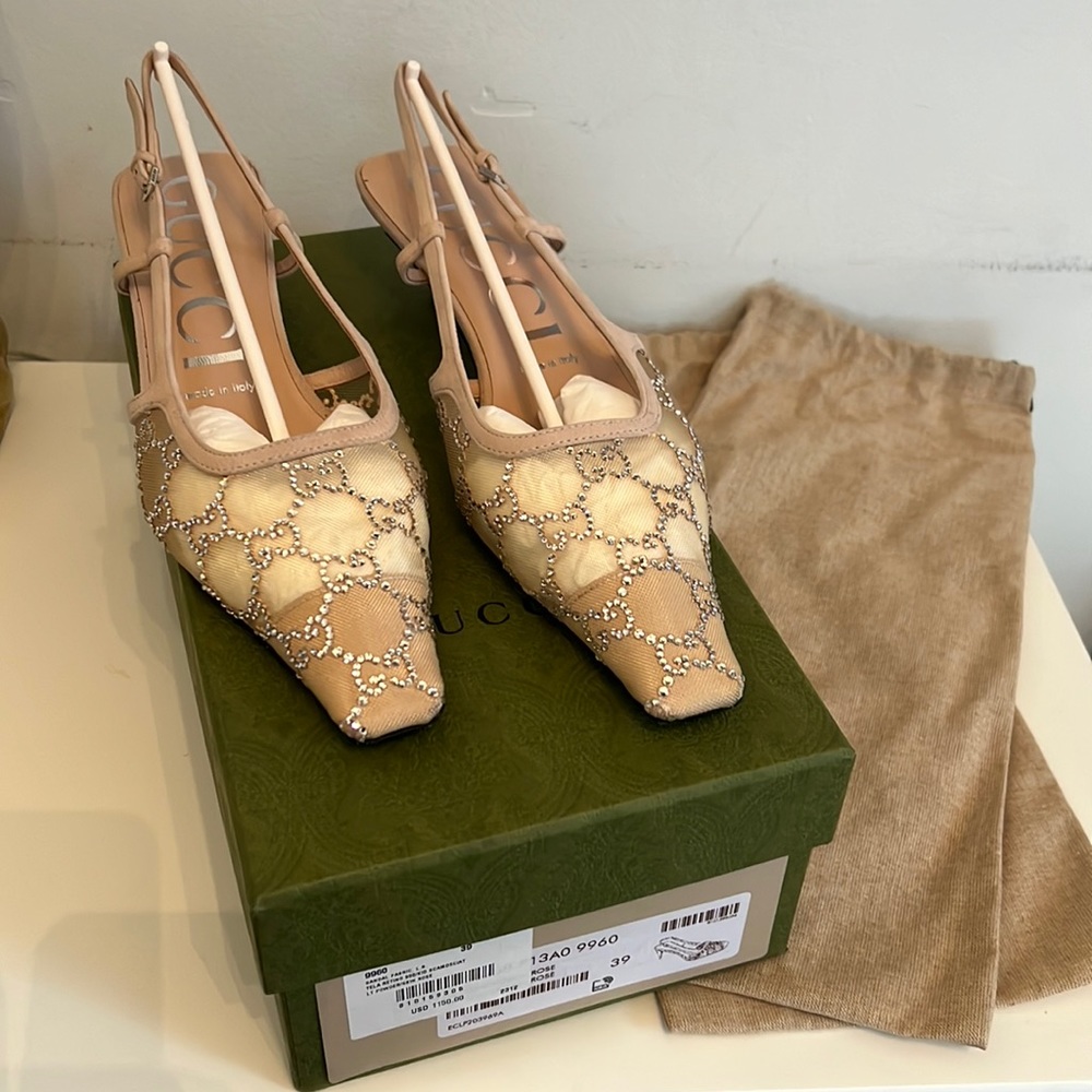 Gucci GG Slingback Pump - Rose Beige Mesh